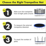 15 Ft Trampoline Replacement Trampoline Safety Enclosure Net Replacement with Double-Headed Zipper