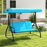 3 Seat Outdoor Porch Swing 2-in-1 Large Converting Patio Swing Glider with Adjustable Canopy & Removable Cushions for Yard Garden Balcony