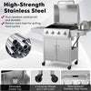 5-Burner Propane Gas Grill 50,000 BTU Heavy-Duty BBQ Grill with Stainless Steel Side Burner, 2 Prep Tables & 4 Wheels