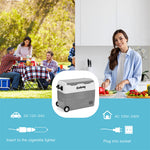 58 Quarts Car Refrigerator 12V Electric Car Cooler Dual Zone Portable RV Fridge Freezer with Wheels for Camping Travel