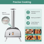 Multi-Fuel Pizza Oven Outdoor Wood Fired Propane Pizza Oven Portable Pizza Maker with Pizza Stone & Built-in Thermometer