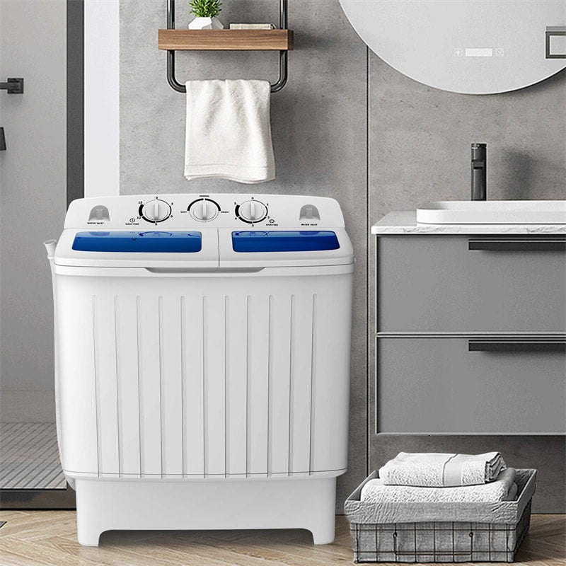Costway 11 lbs Compact Twin Tub Washing Machine Washer Spinner