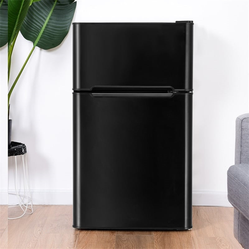  Oursoula Mini Refrigerator with Separate Freezer, 2-Door Compact  Fridge, 3.2Cu.Ft, Reversible Door, 7-Level Thermostat Control, Suitable for  Home Kitchen, Bedroom, Dorm, Office, Black : Home & Kitchen