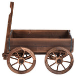 Wood Wagon Planter Flower Pot Stand with Wheels for Home Garden Outdoor Decor