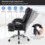 Executive Office Chair PU Leather High Back Reclining Desk Chair Ergonomic Computer Chair with Retractable Footrest & Padded Armrests