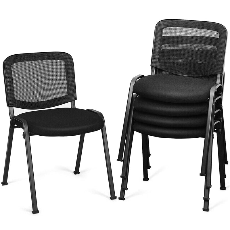 5-Pack Conference Chair Stackable Office Guest Chair Ergonomic Desk Chair with Upholstered Seat, Mesh Backrest for Reception Waiting Room
