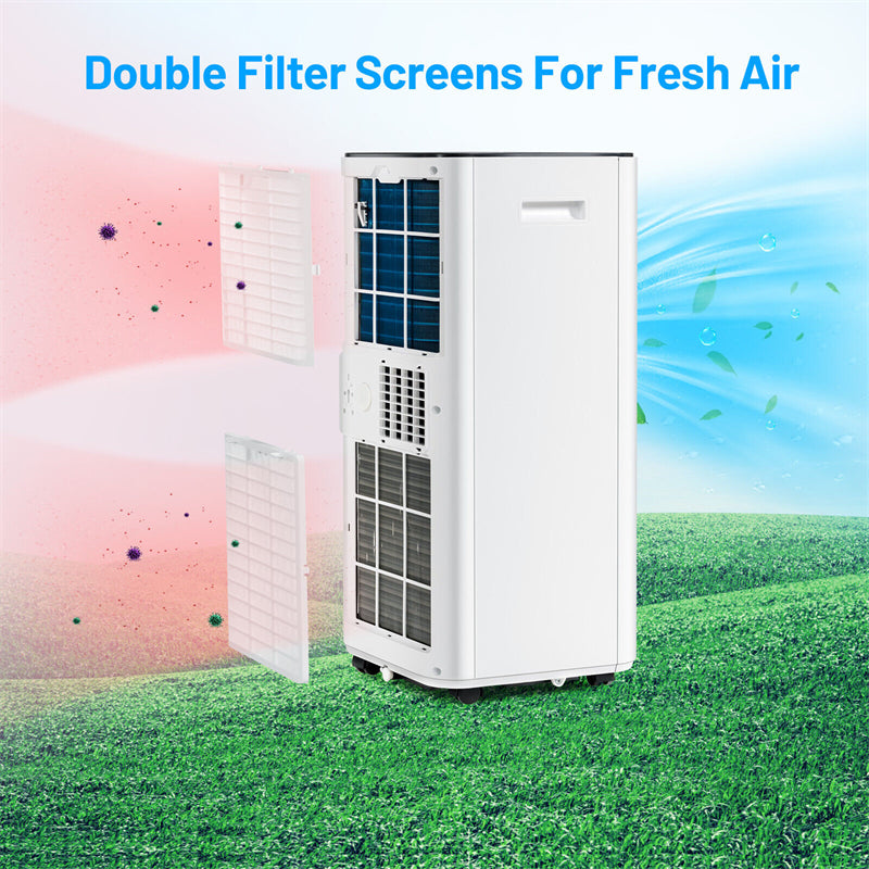 10000 BTU Portable Air Conditioner 3-in-1 Evaporative Air Cooler Dehumidifier Cooling Fan with Remote Control & Universal Casters