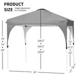 10' x 10' Outdoor Pop-up Canopy Tent Height Adjustable with Roller Bag