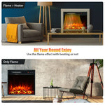 18" Electric Fireplace Insert 1500W Recessed Fireplace Stove Heater with Remote Control