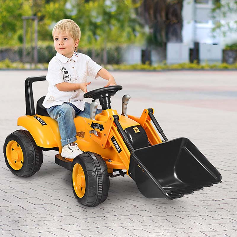 Kids Ride On Excavator Toy 6V Battery Powered Electric Digger Truck Construction Vehicle with Front Loader