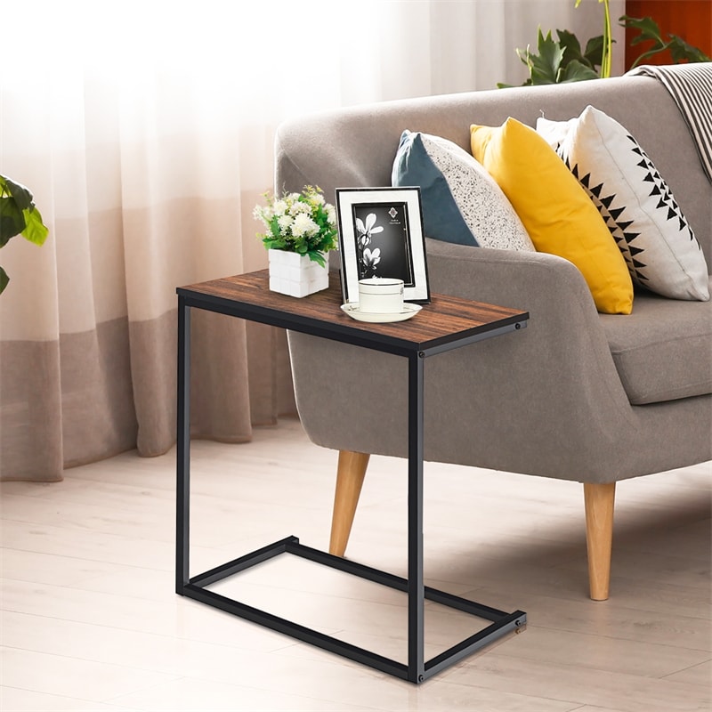 26'' U Shaped Side Table Couch Table Sofa Side Table Laptop Holder for Living Room