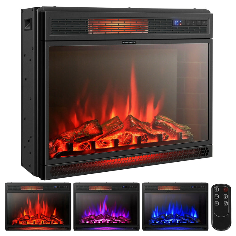 28" Electric Fireplace Insert 1350W Freestanding Recessed Fireplace Heater with Remote Contro & Built-in Thermostatl
