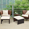 2 Pieces Patio Rattan Ottomans All Weather Outdoor Footstools Footrest Seats with Soft Cushions