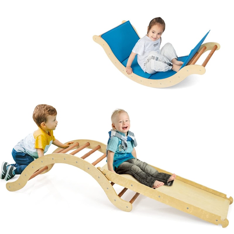 Climbing Arch Set Wooden Montessori Rocker Set With Cushion 