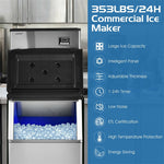 353LBS/24H Split Commercial Ice Maker Machine Full-Automatic Industrial Vertical Modular Ice Maker with 198 LBS Storage Bin