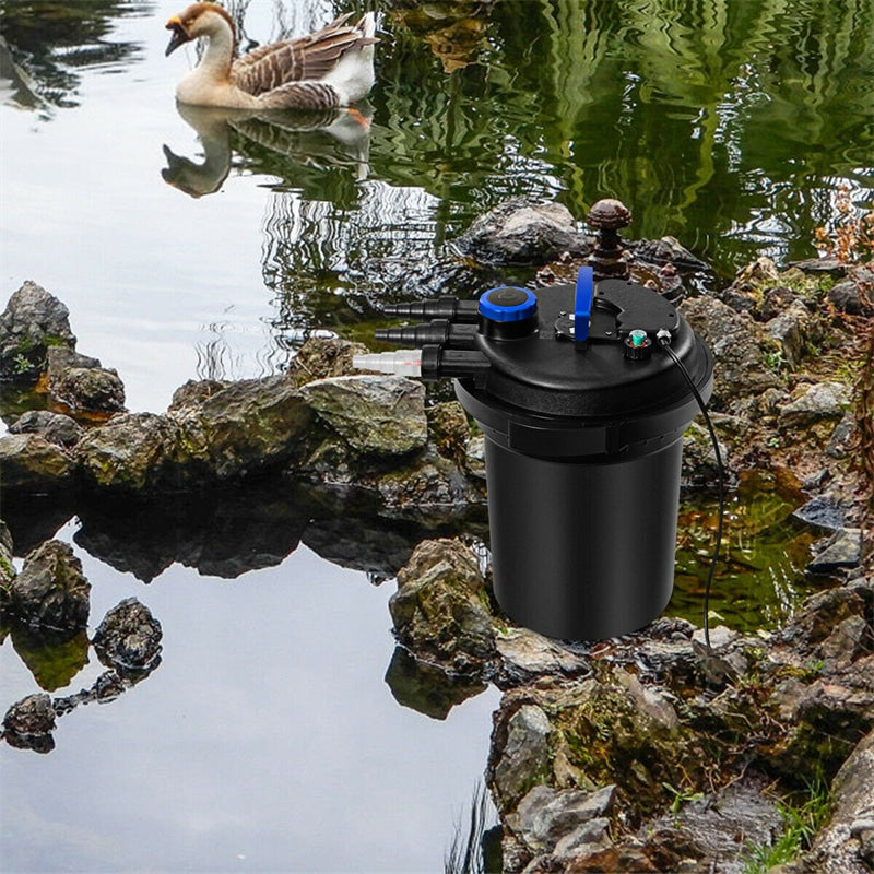 Pond Filter 4000 Gallons Pond Pressure Bio Filter with 13W UV Sterilizer Light & Fish Pond Pump Filter