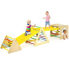 5-in-1 Kids Pikler Triangle Climber Wooden Toddler Climbing Triangle Set with 2 Sliding Ramps & Ladder