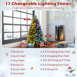 5FT Pre-Lit Artificial Christmas Tree Realistic Hinged Snowy Pine Xmas Tree with 250 Color Changing LED Lights & 11 Flash Modes