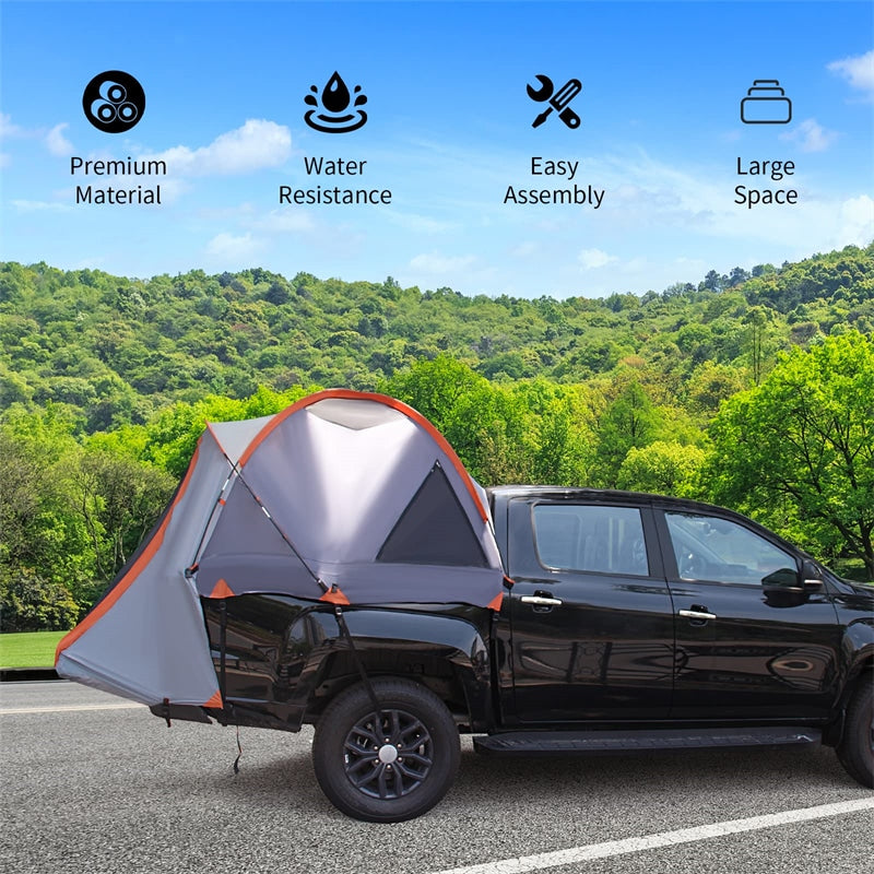 2-Person Pickup Truck Tent 5’-5.2’ Portable Truck Bed Tent with Removable Rainfly & Carrying Bag