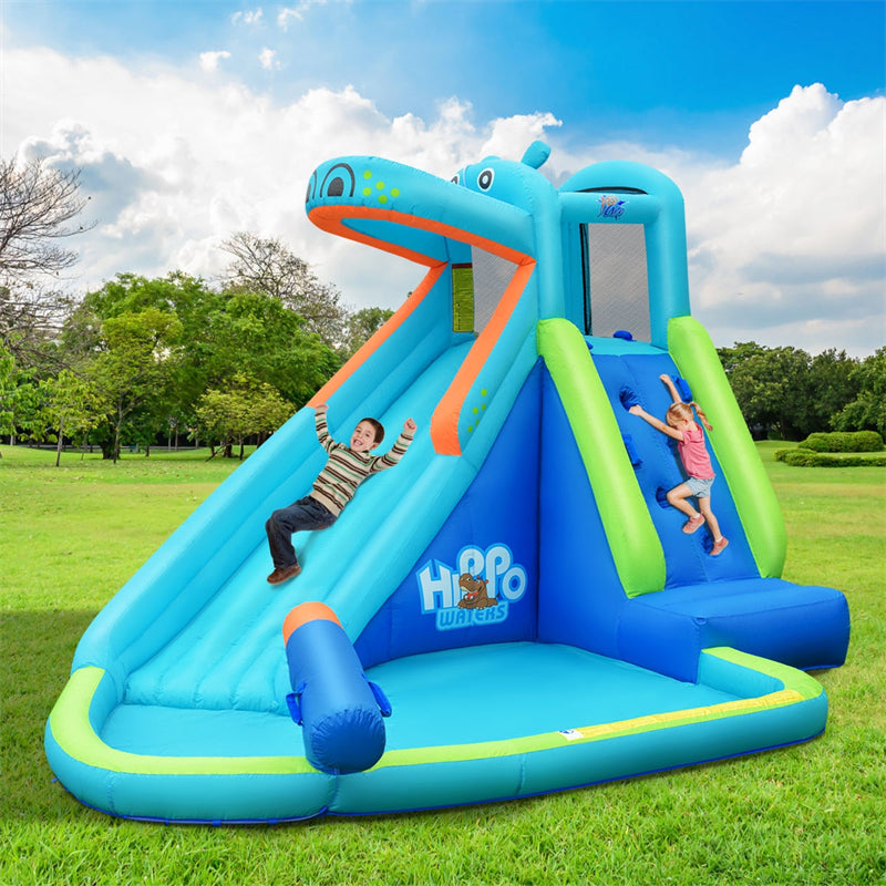 5 in 1 Inflatable Bounce House Water Slide Hippo Water Park without Blower