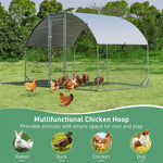 6.2ft Metal Chicken Coop Walk-in Chicken Run Dome Poultry Cage Galvanized Outdoor Hen Run House Rabbits Cage with Waterproof Cover