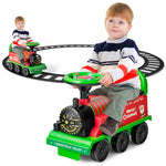 Kids Ride on Train 6V Battery Powered Electric Toy Train with Tracks & Storage Seat