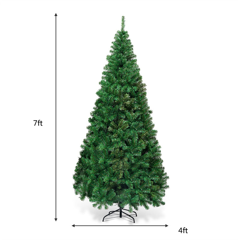 7ft Green Artificial Christmas Tree with Solid Metal Stand for Holiday Decoration