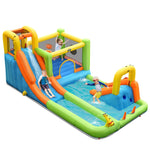 8 in 1 Inflatable Water Slide Mega Waterslide Park Bounce House with Long Slide & Large Splash Pool for Kids Outdoor Indoor Fun
