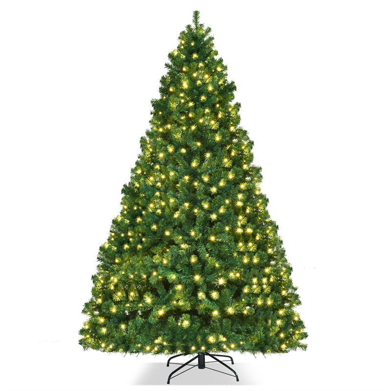 8FT Pre-Lit Christmas Tree Premium Hinged Spruce Artificial Xmas Tree with 430 LED Lights & Metal Stand