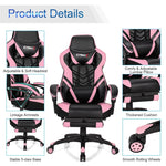 Adjustable Gaming Chair Ergonomic High Back Office Chair PU Leather Swivel Racing Style Computer Chair with Footrest, Headrest & Lumbar Support