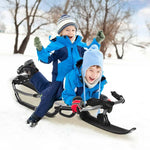 Snow Racer Sled 54” Kids Ski Sled Slider Board with Textured Grip Handles & Ergonomic Nylon Mesh Seat