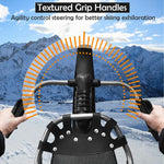 Snow Racer Sled 54” Kids Ski Sled Slider Board with Textured Grip Handles & Ergonomic Nylon Mesh Seat