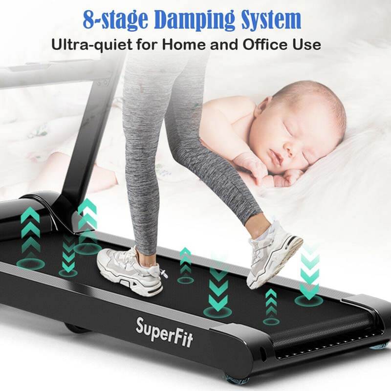 Folding Treadmill 2.25 HP Motorized Treadmill Portable Compact Running Machine For Home Office with LED Touch Display & APP Control