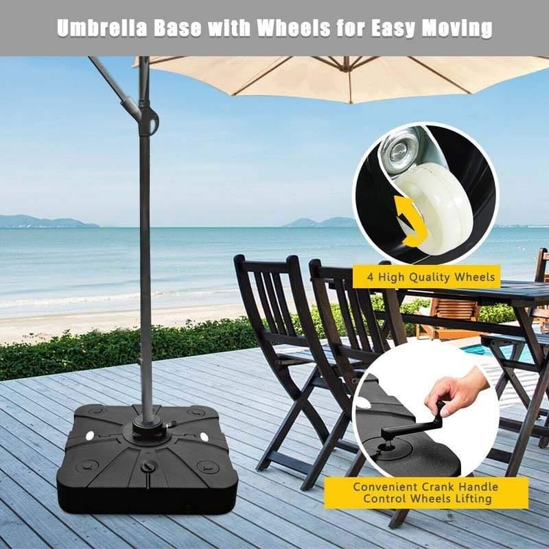 220 lbs Offset Patio Umbrella Base with Wheels - Bestoutdor