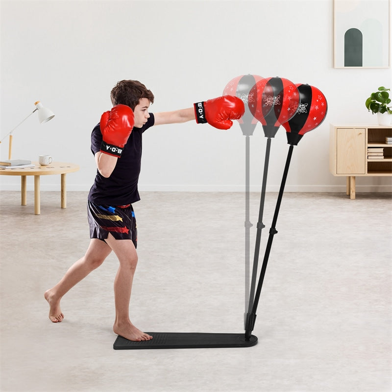 Kids Punching Bag with Boxing Gloves Adjustable Stand Hand Pump