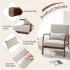 Modern Accent Chair Leisure Upholstered Armchair Rubber Wood Frame Arm Chair with Lumbar Pillow