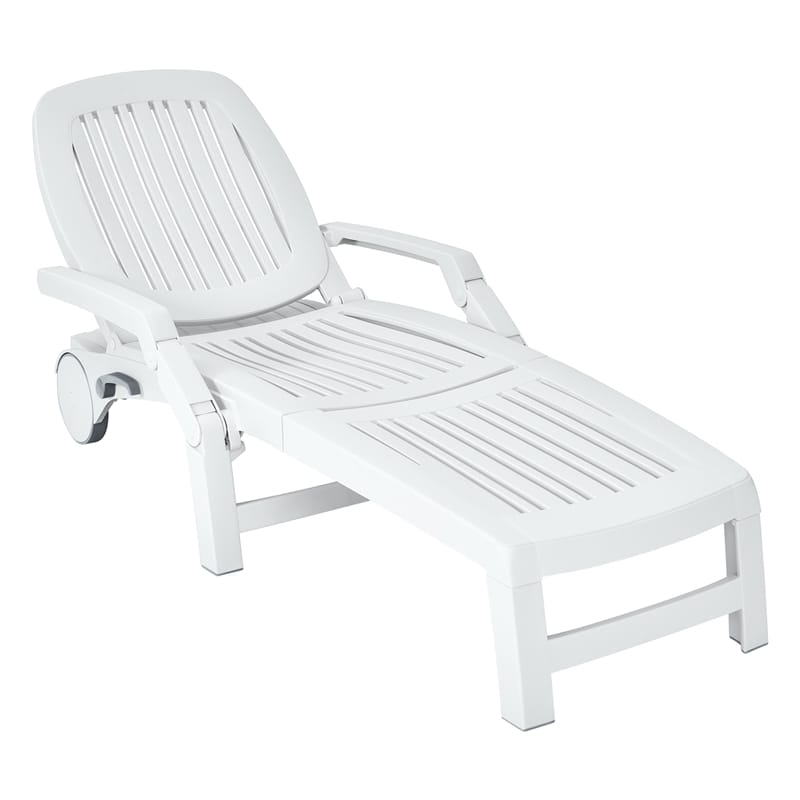 Outdoor Chaise Lounge Pool Lounge Chair 6-Position Adjustable Patio Recliner with Wheels