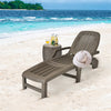 Outdoor Chaise Lounge Pool Lounge Chair 6-Position Adjustable Patio Recliner with Wheels