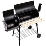 Outdoor BBQ Grill Charcoal Grill Backyard Offset Smoker Barbecue Pit Patio Cooker with 2 Rolling Wheels