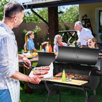 Outdoor BBQ Grill Charcoal Grill Backyard Offset Smoker Barbecue Pit Patio Cooker with 2 Rolling Wheels