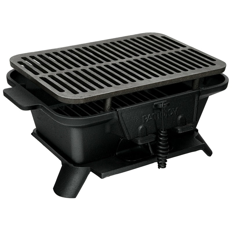 Portable Cast Iron Charcoal Grill Hibachi Grill Tabletop BBQ Grill with Double-sided Grilling Net for Outdoor Camping Picnic Cooking