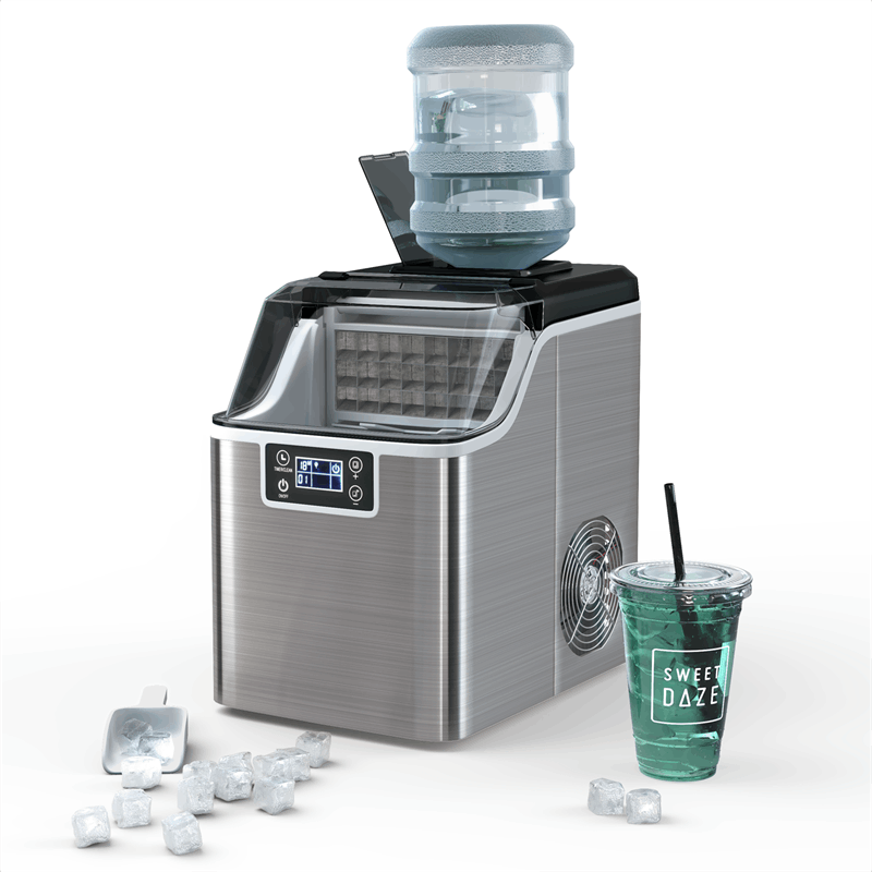 Countertop Ice Maker 40LBS/24H Small Portable Ice Maker Machine with Top Inlet Hole & Ice Scoop Basket