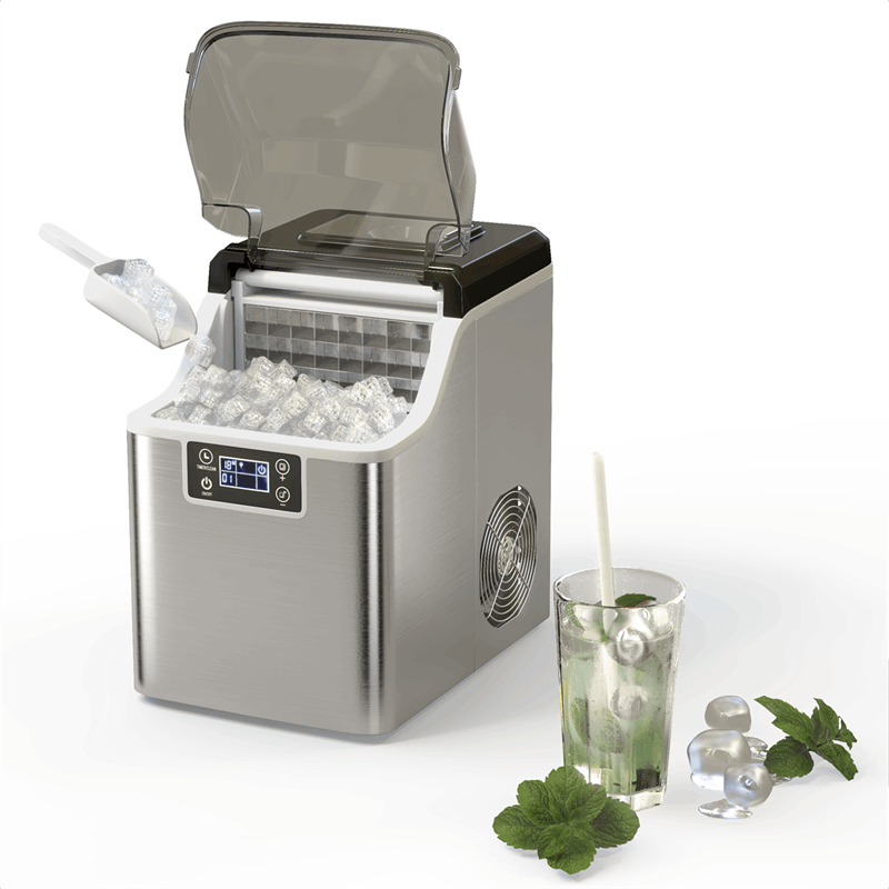 60LBS/24H Countertop Nugget Ice Maker Portable Pebble Ice Machine with 24H  Timer and Self-Cleaning Function - Silver