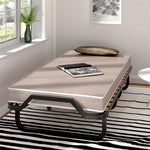 Portable Rollaway Bed Folding Guest Bed Sleeper Wooden Slats with 4 Inch Memory Foam Mattress
