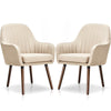 Modern Fabric Accent Chairs Set of 2 Upholstered Armchairs with Wood Legs for Living Room Dining Room Bedroom