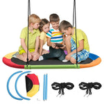 60" Giant Saucer Tree Swing Waterproof Platform Swing Outdoor Oval Flying Swing Set with Adjustable Hanging Straps for Kids Backyard
