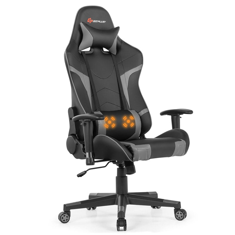Adjustable Massage Gaming Chair High Back PU Leather Racing Gaming Chair Office Computer Reclining Chair with Lumbar Support