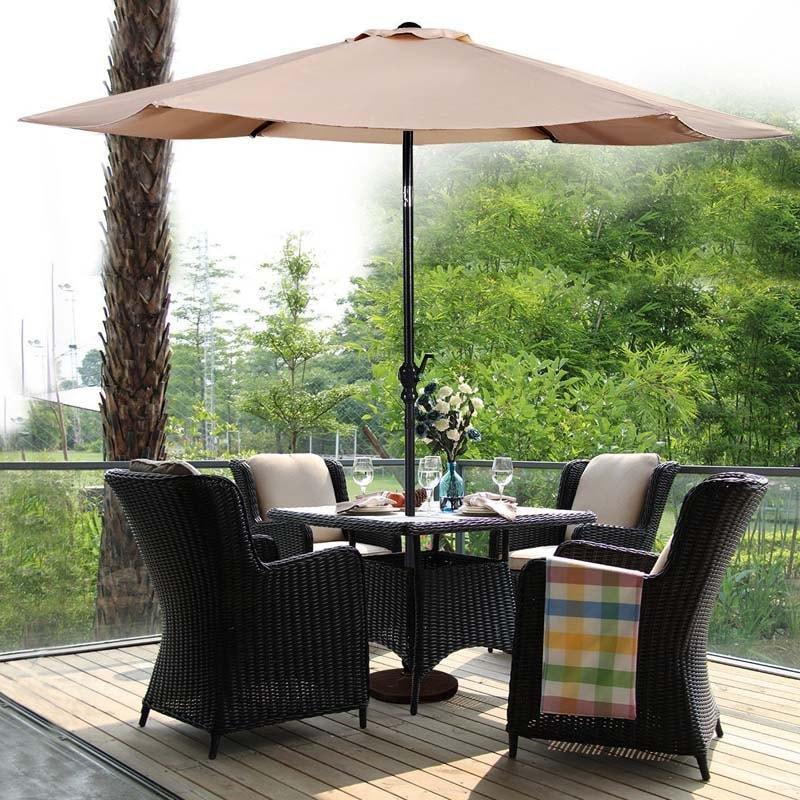 9FT Patio Umbrella  6 Ribs Tilt Crank  Outdoor Umbrella - Bestoutdor