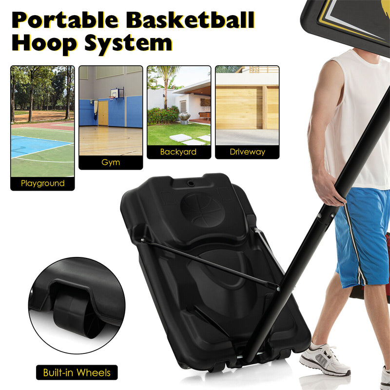 Portable Basketball Hoop System Outdoor Indoor 4.25-10FT Adjustable Basketball Goal with 44’’ Shatterproof Backboard & Fillable Base
