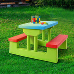 4 Seat Kids Picnic Table Bench Set Children Folding Bench Table with Removable Umbrella for Indoor Outdoor Garden Yard